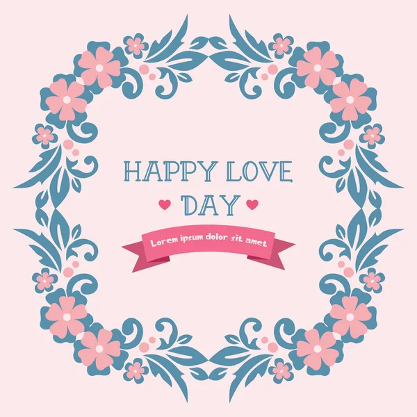 Mooi frame met unieke blad en bloem tekening, voor gelukkige liefde dag uitnodiging kaart ontwerp. Vector — Stockvector