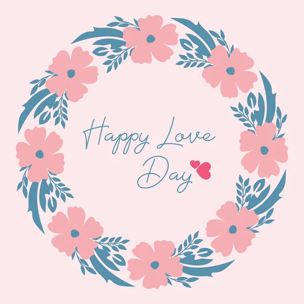 葉とシームレスな花輪を持つエレガントなフレームは、ロマンチックな幸せな愛の日の招待状カードのデザインのために。ベクトル — ストックベクタ