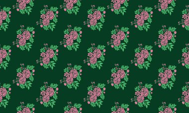 Sevgililer günü için güzel pembe çiçek, zarif yapraklı ve çiçek desenli.