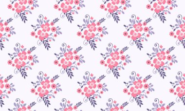 Sevgililer Günü için çiçek desenli arkaplan, yaprak ve çiçeklerin benzersiz çizimi.