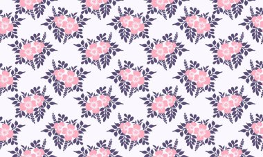 Sevgililer Günü için çiçek desenli arkaplan, yaprak ve çiçeklerin benzersiz çizimi.