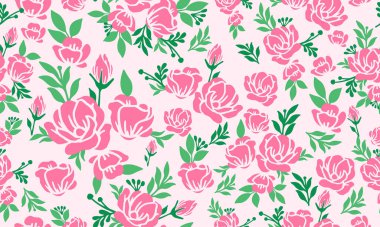 Sevgililer Günü için zarif çiçek deseni. Güzel ve pürüzsüz pembe gül desenli..