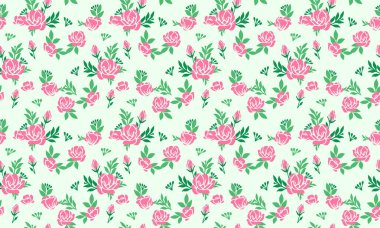 Sevgililer Günü çiçek desenli arka plan, güzel pembe gül ve eşsiz desenli yaprak tasarımı..