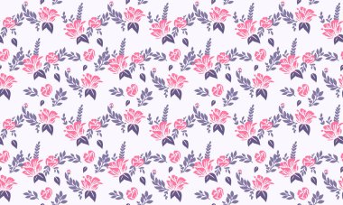 Sevgililer günü için güzel pembe gül çiçeği, eşsiz bir yaprak ve çiçek desenli.