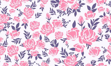 Sevgililer Günü için zarif çiçek desenli, güzel pembe gül çiçekli ve eşsiz yaprak desenli..