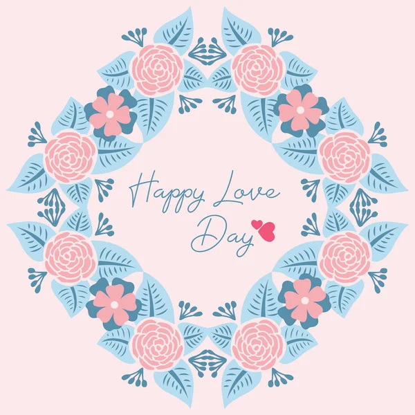 Beautiful Decorative of leaf and peach flower frame, for happy love day greeting card design. Vector — 스톡 벡터