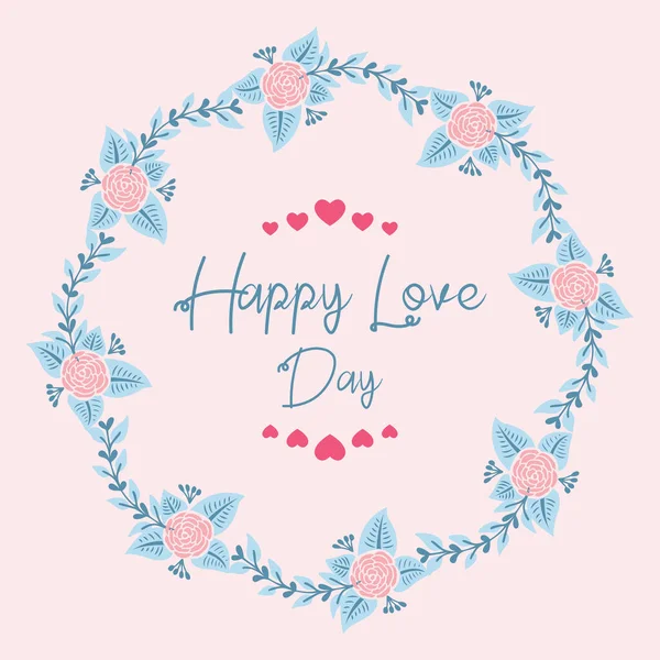 Happy love day uitnodigingskaart Design, met prachtige menigte van blad en bloemkader. Vector — Stockvector