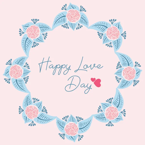 Happy love day uitnodigingskaart Design, met prachtige menigte van blad en bloemkader. Vector — Stockvector