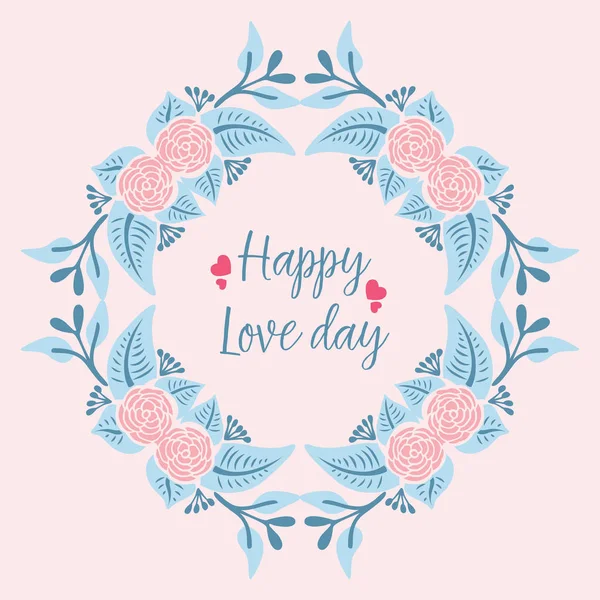 Elegante frame ontwerp met blad en bloem, voor gelukkige liefde dag wenskaart sierlijke sjabloon. Vector — Stockvector