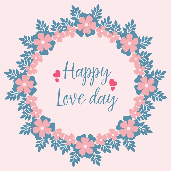 Romantic and beautiful peach wreath frame, for happy love day greeting card design. Vector — 스톡 벡터