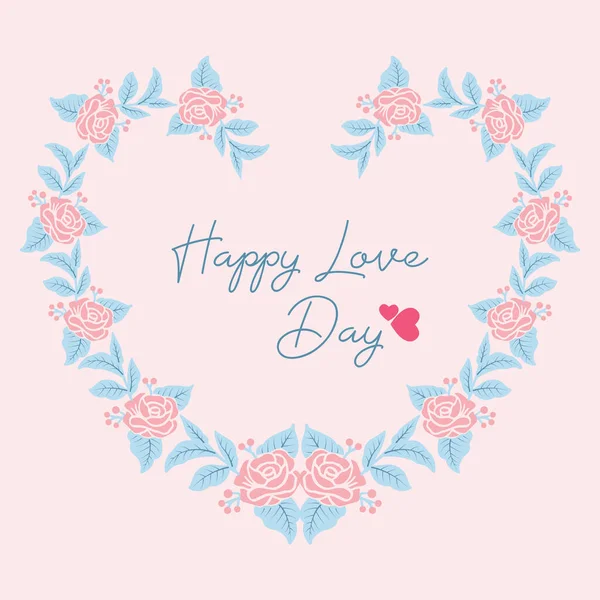 エレガントな美しい花輪フレーム,幸せな愛の日グリーティングカードのデザインのために.ベクトル — ストックベクタ