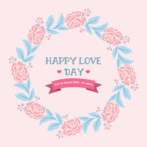 エレガントな美しい花輪フレーム,幸せな愛の日グリーティングカードのデザインのために.ベクトル — ストックベクタ