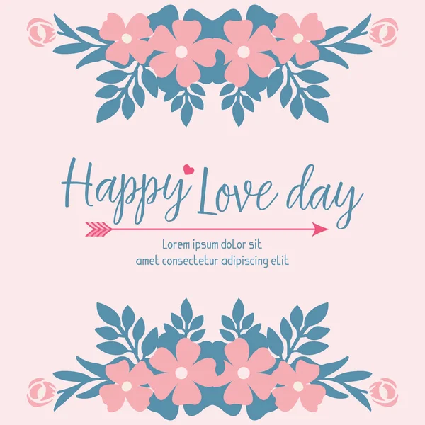 Beautiful peach wreath frame, for happy love day romantic greeting card design. Vector — Stock Vector