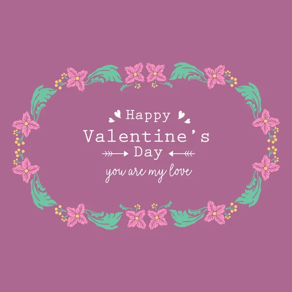 Eleganter Rahmen mit Blatt und Blume, isoliert auf magenta-farbenem Hintergrund, für fröhliches valentinisches Plakatdesign. Vektor — Stockvektor