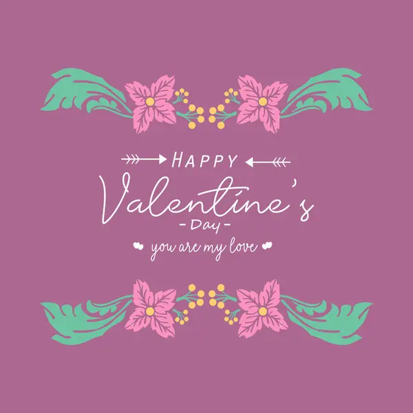 Schöne Muster von Blatt und Blumenrahmen, für glückliche Valentinstag-Grußkarte Tapeten-Design. Vektor — Stockvektor