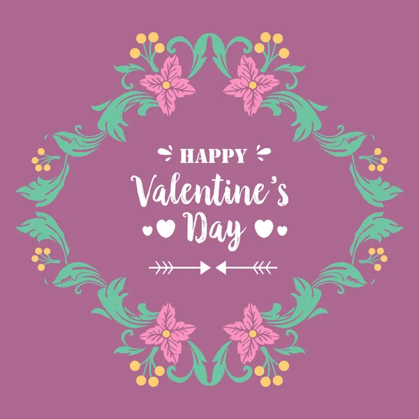 Elegante y romántico marco floral rosa adornado, para el feliz diseño de la tarjeta de invitación de San Valentín. Vector — Archivo Imágenes Vectoriales