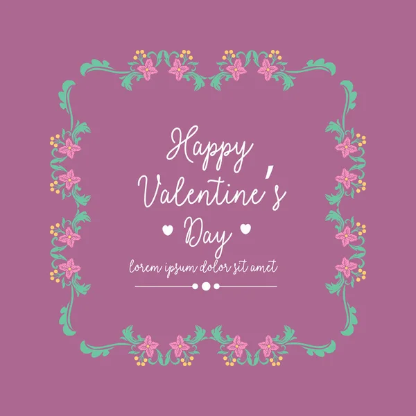 Mutlu Sevgililer Günü davetiye kartı tasarımı için zarif ve romantik pembe çiçekli bir çerçeve. Vektör — Stok Vektör