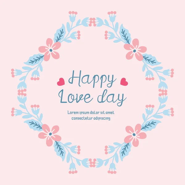 Elegant Frame met blad en mooie krans, voor romantisch happy love day uitnodigingskaart ontwerp. Vector — Stockvector