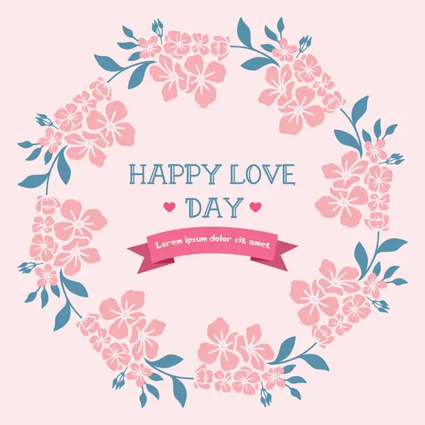 Beautiful peach wreath frame, for romantic happy love day invitation card template design. Vector — ストックベクタ