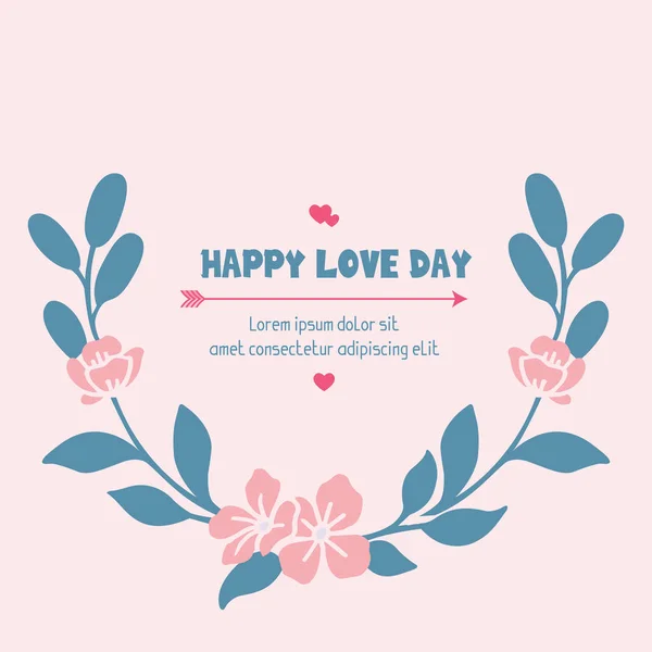 Unique Pattern of leaf and floral frame, for elegant happy love day greeting card concept. Vector — 스톡 벡터