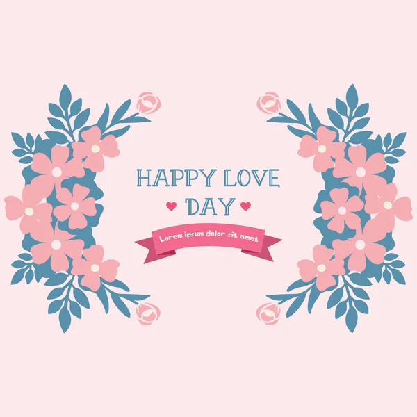 Mooie perzik krans frame decor, voor romantische gelukkige liefde dag uitnodiging kaart ontwerp. Vector — Stockvector