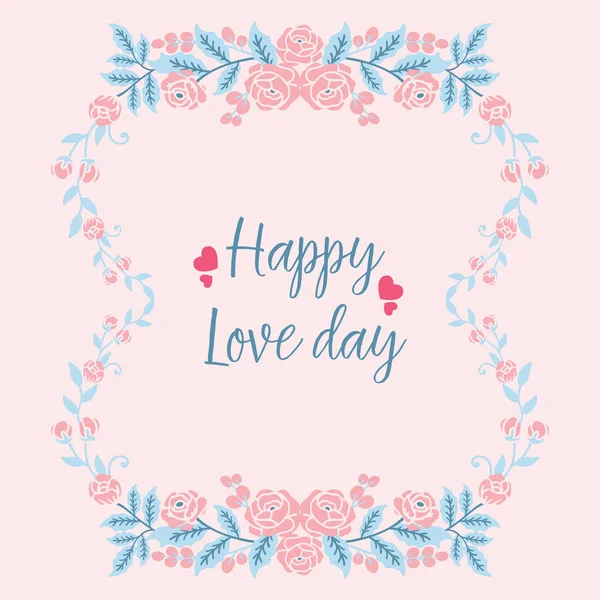 The beauty of leaf and floral frame, for unique happy love day invitation card wallpaper design. Vector — 스톡 벡터