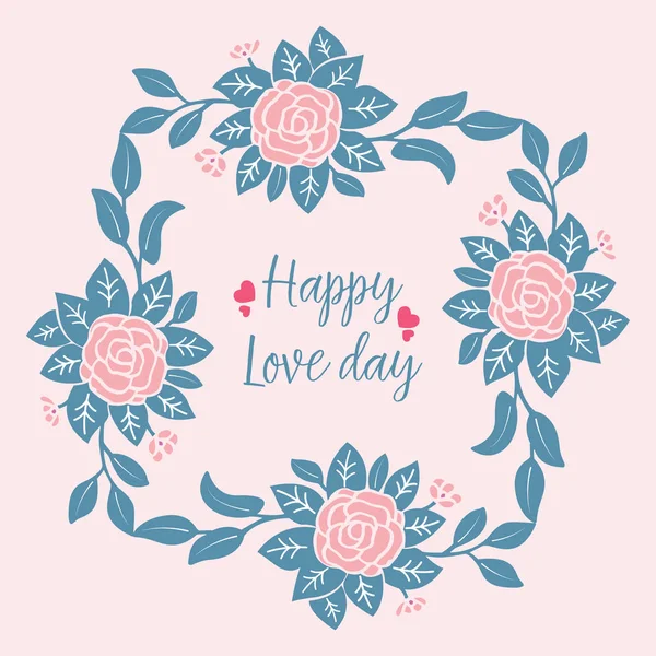 Beautiful wreath frame, for romantic happy love day greeting card template design. Vector — 스톡 벡터