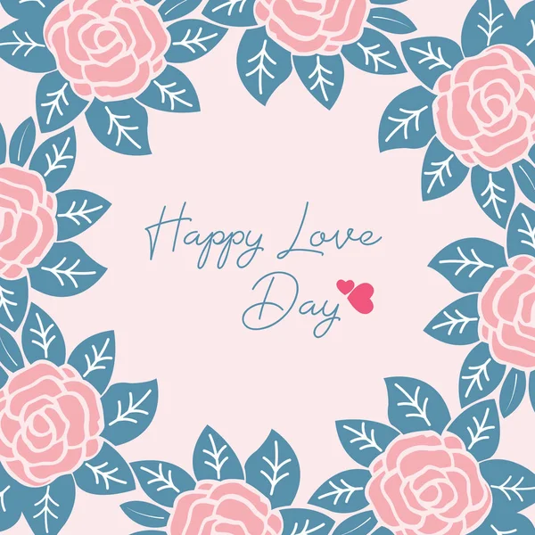 ロマンチックな幸せな愛の日グリーティングカードテンプレートのデザインのための美しい花輪フレーム。ベクトル — ストックベクタ