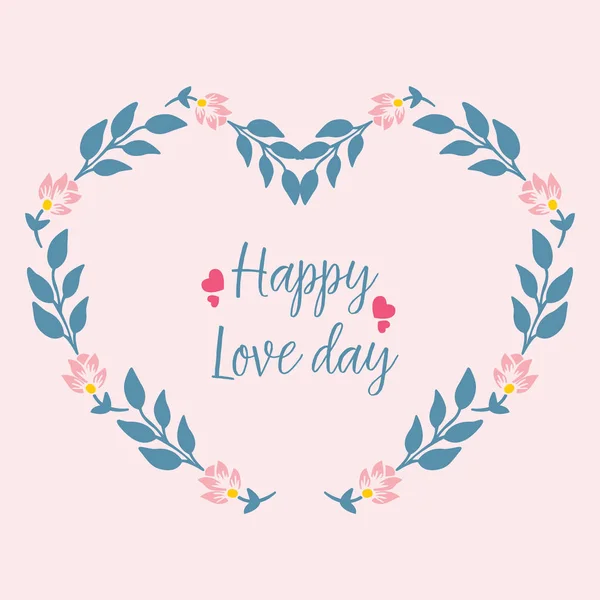 Unique Decoration of leaf and flower frame, for happy love day greeting card concept. Vector — Stock Vector