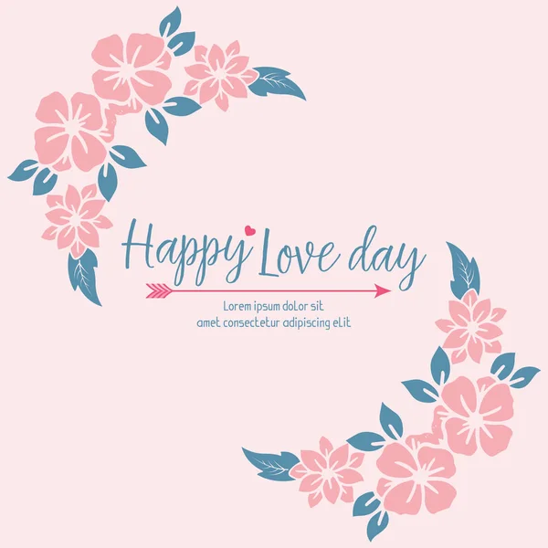 Elegant shape Pattern of leaf and floral frame, for romantic happy love day invitation card design. Vector — 스톡 벡터