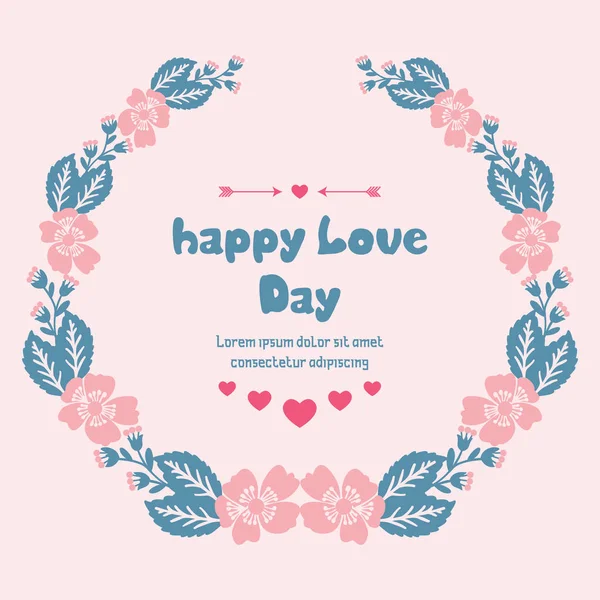 Romantic and beautiful wreath frame, for elegant happy love day greeting card design. Vector — 스톡 벡터