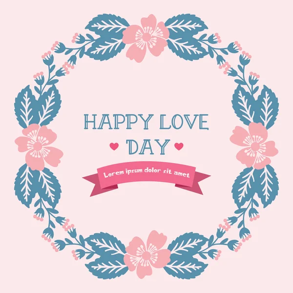ロマンチックで美しい花輪フレームは、エレガントな幸せな愛の日グリーティングカードのデザインのために。ベクトル — ストックベクタ