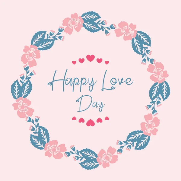 Einzigartiges Muster aus Blatt und Blumenrahmen, für ein nahtloses Happy Love Day Grußkartendesign. Vektor — Stockvektor