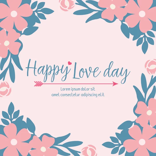 Elegáns díszes levél és koszorú keret, romantikus, a boldog szerelem nap üdvözlő kártya design. Vektor — Stock Vector