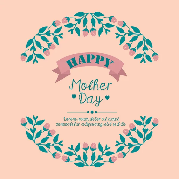 Nahtlose Menge von Blatt-und Rosenblumenrahmen, für glückliche Muttertag Plakatvorlage Konzept. Vektor — Stockvektor