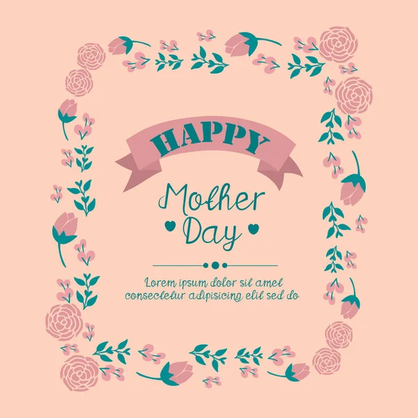 Schöne Menge von Blatt-und Blumenrahmen, für glückliche Muttertag Grußkarte Vorlage Design. Vektor — Stockvektor