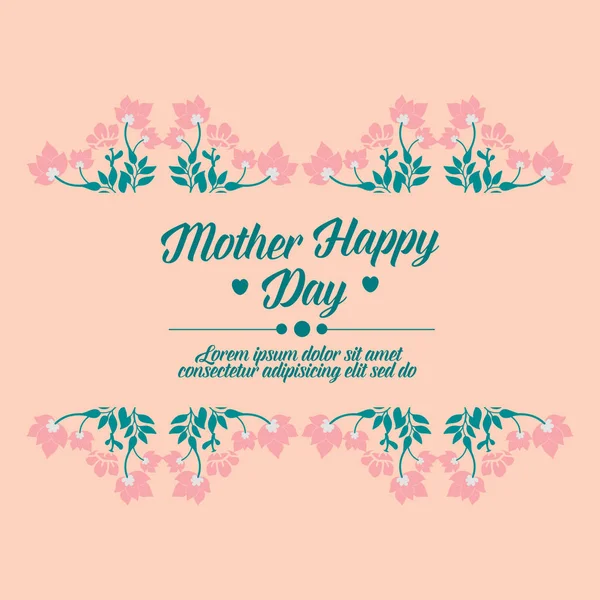 Décoration de carte de vœux joyeuse fête des mères, avec beau cadre floral. Vecteur — Image vectorielle