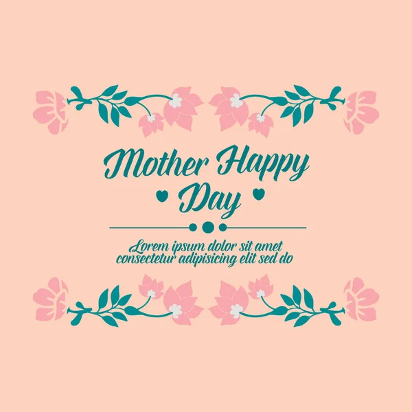 Design der Blatt-und Blumenrahmen isoliert auf Pfirsich-Hintergrund, für glückliche Muttertag Einladungskarte Vorlage Konzept. Vektor — Stockvektor