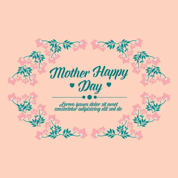 Design of leaf and floral frame isolated on peach background, for happy mother day invitation card template concept. Vector — Stock Vector