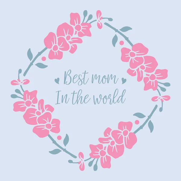 Hermoso marco de corona rosa, aislado sobre un fondo gris, para la mejor madre en el mundo diseño de tarjetas de felicitación. Vector — Vector de stock