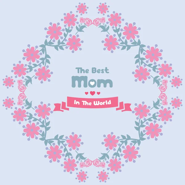Antike Karte Design, mit schönen Kranz rosa Blumenrahmen, für die Feier beste Mama der Welt. Vektor — Stockvektor