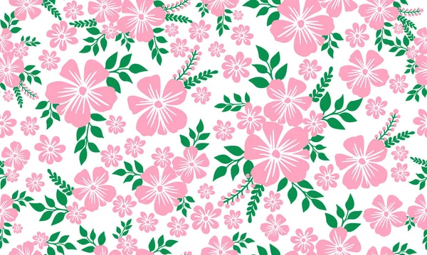Beautiful pink flower pattern background for valentine, with unique leaf and floral design. — Stock Vector