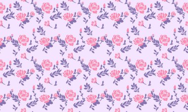 Sevgililer Günü için çiçek desenli arka plan, basit ve eşsiz yaprak ve çiçek desenli tasarım.