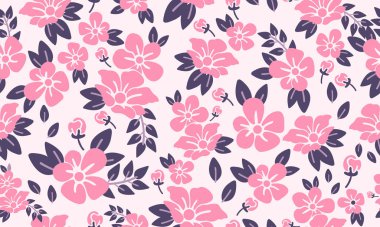 Romantik sevgililer günü pembe çiçek desenli arka plan, zarif bir yaprak ve çiçek çizimi..