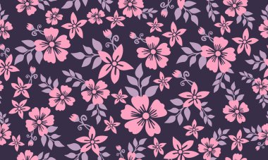 Romantik sevgililer günü pembe çiçek desenli arka plan, zarif bir yaprak ve çiçek çizimi..