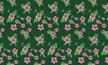 Sevgililer günü için yapraklı ve çiçek desenli sevimli pembe çiçek deseni..