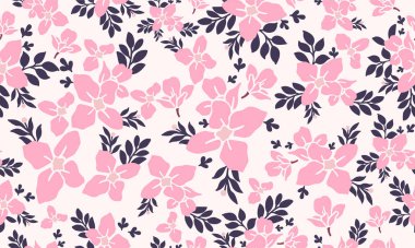 Sevgililer Günü için pembe çiçek desenli arkaplan, yapraklı çiçek dekoru.