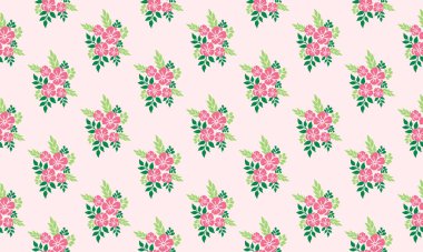 Sevgililer Günü için romantik çiçek desenli arka plan, yaprak ve çiçekli zarif çizim.