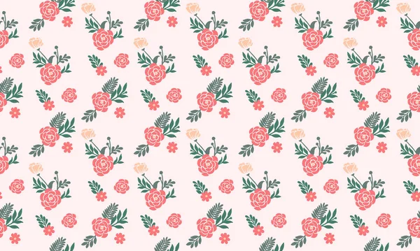 Naadloze valentijn bloem patroon achtergrond, met blad bloemen schattig ontwerp. — Stockvector