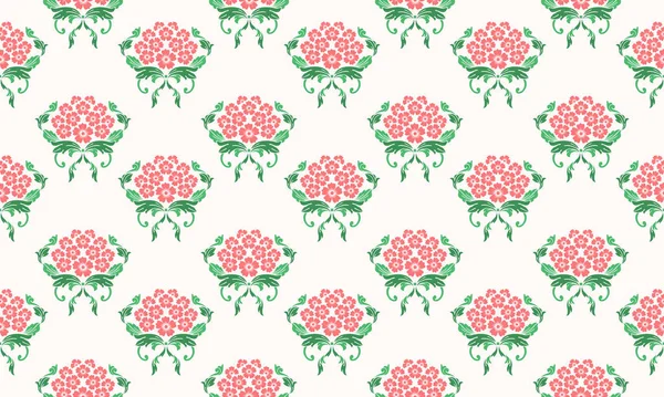Seamless valentine flower pattern background, with leaf floral cute design. — Stock Vector